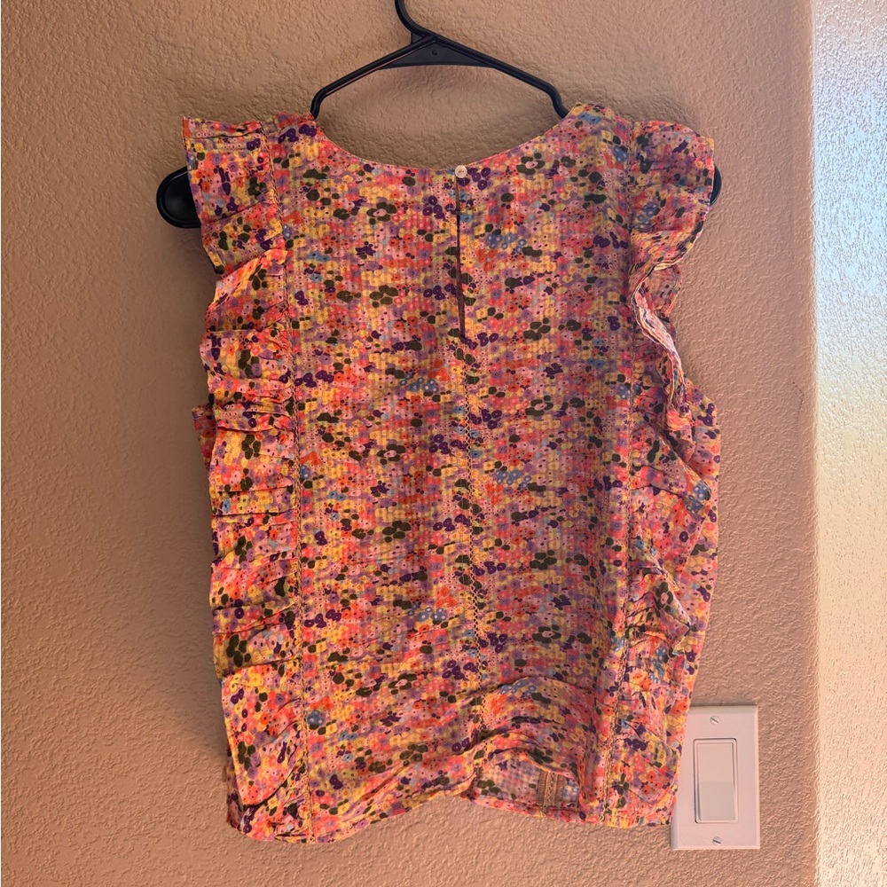 Scotch & Soda Pink Orange Ruffled Sleeveless Blouse